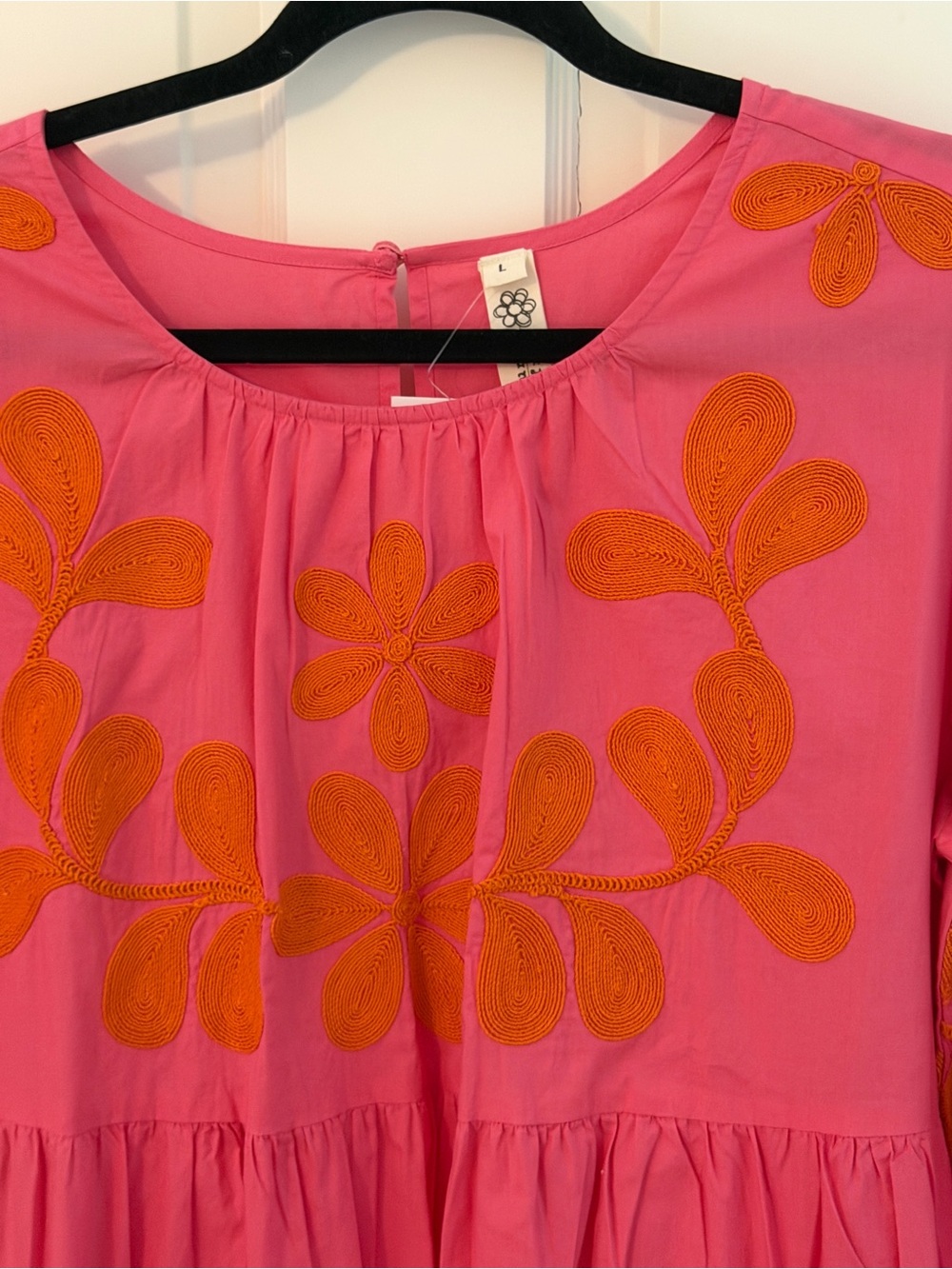 Uncle Frank Pink Dress with Orange Floral Embroidery - Picture 2 of 5